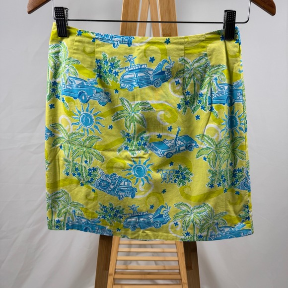 Lilly Pulitzer Dresses & Skirts - Lilly Pulitzer Mini Skirt Women 2P Yellow Blue Crusin Print A-Line Tropical